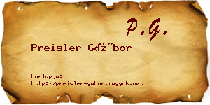 Preisler Gábor névjegykártya